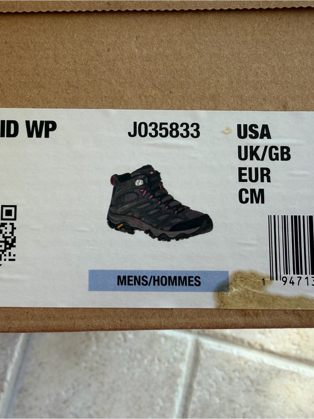 Merrell Men's Dark Gray Hiking Boot with Red Accents
